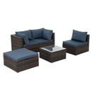 Patio Furniture, Outdoor Furniture, Seasonal PE Wicker Furniture, 5 Set Wicker Furniture With Temper